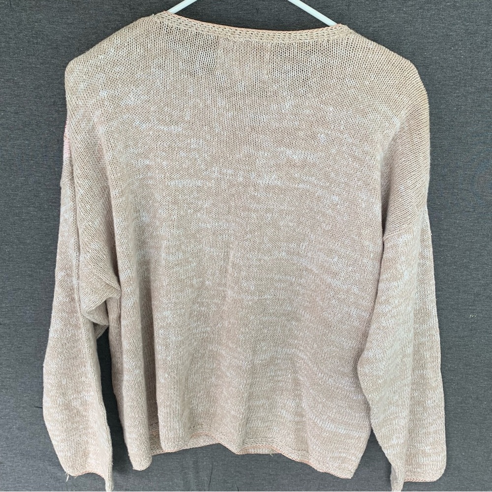 Vintage Sweater Y2K Beige Patchwork Cardigan Heirloom Collectibles Flowers Love - Picture 7 of 9